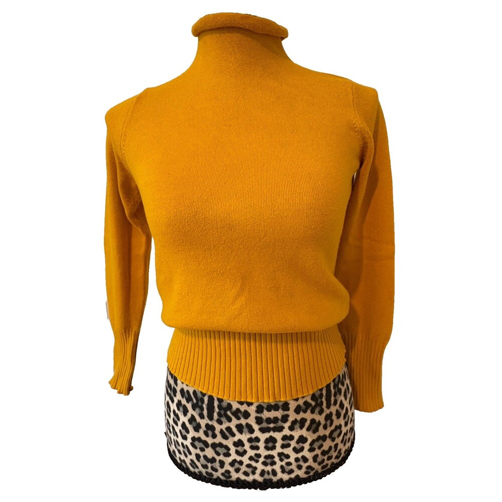 French Connection Equestrian Yellow Roll Neck Sweater Geek Chic Classic Small